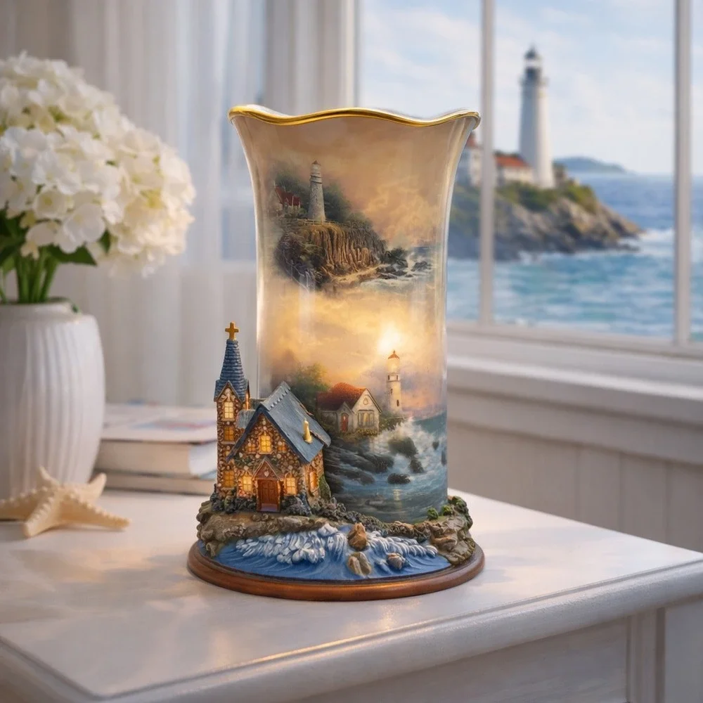 Thomas Kinkade Light of Hope Welcoming‎ Lights Votive Hurricane Coastal Decor